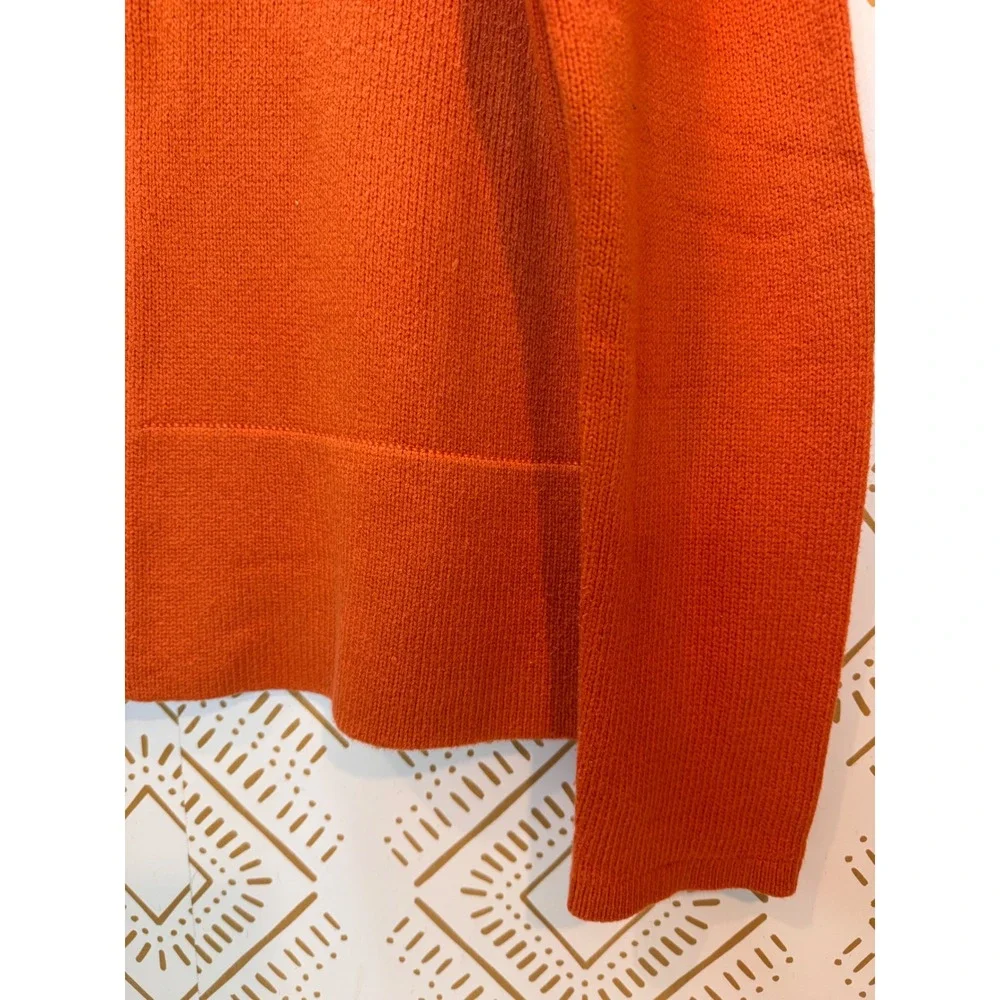 Eileen Fisher Sweater Womens L Orange Zip Up Mock Neck Casual Summer Layering‎